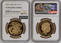 GREAT BRITAIN Queen Elizabeth II (1952-2022) 5 Pounds 2005 gold. Gr. 39,94. Spink SE10; Marsh F86. Mintage 2.161. London Mint. NGC PF70 Ultra Cameo (n...