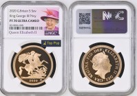 GREAT BRITAIN Queen Elizabeth II (1952-2022) 5 Pounds 2020 King George III Privy gold. Gr. 39,94. Spink SE18. Mintage 560. London Mint. NGC PF70 Ultra...