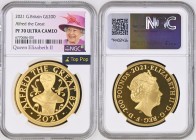 GREAT BRITAIN Queen Elizabeth II (1952-2022) 200 Pounds 2021 “Alfred The Great” gold. Gr. 62,42. Mintage 125. London Mint. NGC PF70 Ultra Cameo (n.677...