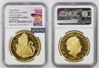 GREAT BRITAIN Queen Elizabeth II (1952-2022) 200 Pounds 2022 The Royal Tudor Beasts – Lion of England gold. Gr. 62,42. Mintage 181. London Mint. NGC P...
