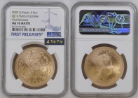 GREAT BRITAIN Queen Elizabeth II (1952-2022) 5 Pounds 2022 Platinum Jubilee gold. Gr. 39,94. Mintage 810. London Mint. NGC MS70 Matte (n.6671474-006)....