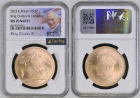 GREAT BRITAIN King Charles III (2022-present) 5 Pounds 2023 “King Charles III Coronation” gold. Gr. 39,94. Spink SE18. Mintage 450. London Mint. NGC M...