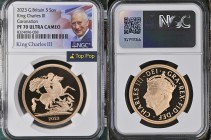 GREAT BRITAIN King Charles III (2022-present) 5 Pounds 2023 “King Charles III Coronation” gold. Gr. 39,94. Spink PGS104. Limited issue 1.050 sets. Lon...