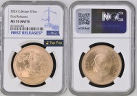 GREAT BRITAIN King Charles III (2022-present) 5 Pounds 2024 gold. Gr. 39,94. Mintage 385. Spink SE19. Mintage 385. London Mint. NGC MS70 Matte (n.8235...