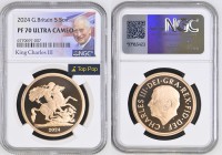 GREAT BRITAIN King Charles III (2022-present) 5 Pounds 2024 gold. Gr. 39,94. Spink PGS107. Mintage 450. London Mint. NGC PF70 Ultra Cameo (n.6770697-0...