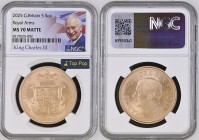 GREAT BRITAIN King Charles III (2022-present) 5 Pounds 2025 “King Charles III Rotal Arms” gold. Gr. 39,94. Spink SE20. Mintage 350. London Mint. NGC M...