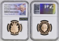 GREAT BRITAIN King Charles III (2022-present) 2 Pounds 2025 “King Charles III Royal Arms” gold. Gr. 15,96. Spink PGS112. Mintage 650. London Mint. NGC...