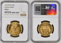 PERU Republic (1822-present) 50 Soles Seated Liberty 1965 gold. Gr. 22,40. FR 79; KM 230. Mintage 23.000. Lima Mint. NGC MS66 (n.6645847-002)