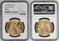 PERU Republic (1822-present) 100 Soles 1966 gold. Gr. 46,80. FR 78; KM 231. Mintage 3.409. Lima Mint. NGC MS65 (n.6772219-006)