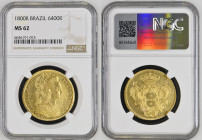 BRAZIL Maria I (1786-1799) 6400 Reis (Peca) 1800 R gold. Gr. 14,34. LMB 538; Gomez 33.20; Bentes 283.14. Mintage 213.666. Rio de Janeiro Mint. NGC MS6...