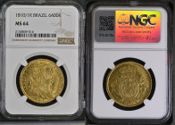 BRAZIL Joao Prince Regent (1799-1817) 6400 Reis (Peca) 1810/1 R gold. Gr. 14,34. LMB 560; Gomez 33.12; Bentes 311.10. Mintage 158.607. Rio de Janeiro ...
