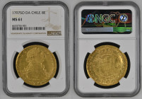 CHILE King Charles IV (1788-1808) 8 Escudos 1797SO DA gold. Gr. 27,07. Cal 156; FR 23. Mintage 43.000. Santiago Mint. NGC MS61 (n.6633755-001)