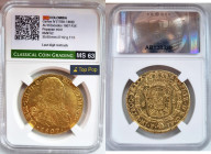COLOMBIA King Charles IV (1788-1808) 8 Escudos 1807P JF gold. Gr. 27,07. Cal 1688; FR 52; KM 62. Mintage unknown. Popayan Mint. CCG MS63 (n.AB138339)....