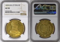 PERU King Ferdinand VII (1808-1833) 8 Escudos 1809ME JP gold. Gr. 27,07. Cal 1754; FR 44. Mintage unknown. Lima Mint. NGC AU58 (n.5934764-008). Rare b...