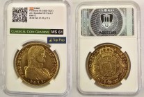 CHILE King Ferdinand VII (1808-1833) 8 Escudos 1811SO FJ Admiral Bust gold. Gr. 27,07. Cal 1865; FR 28. Mintage 44.000. Santiago Mint. CCG MS61 (n.AB6...
