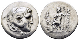 KINGS of MACEDON Alexander III the Great.( 336-323 BC).Myrina.Tetradrachm.
Obv : Head of youthful Herakles to right, wearing lion's skin headdress.
Re...