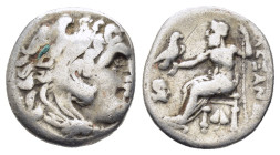 KINGS OF MACEDON. Alexander III 'the Great' (336-323 BC). Drachm. Abydos.
Obv: Head of Herakles right, wearing lion skin.
Rev: AΛΕΞΑΝΔΡΟΥ.
Zeus seated...