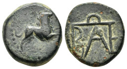 BOSPORUS KINGDOM. Polemon I. Ca. 15/14-8 BC. AE About Fine. Lion pouncing right; star above / BAEΩ monogram.

Condition : Good very fine.

Weight ...