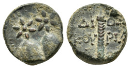COLCHIS.Dioscurias.Time of Mithradates VI.(Circa 105-90 BC).Ae.
Obv : Piloi of the dioskouroi surmounted by stars.
Rev : ΔΙΟΣ ΚΟVΡΙΑ ΔΟΣ.
Legend in th...