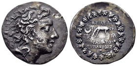 KINGS of PONTOS. Mithradates VI Eupator.(Circa 120-63 BC).Uncertain mint.Tetradrachm.
Obv : Diademed head of Mithradates VI right.
Rev : ΒΑΣΙΛΕΩΣ ΜΙ...