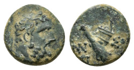 PONTOS. Amisos. Ae (Circa 85-65 BC). Time of Mithradates VI Eupator.
Obv: Laureate head of Herakles right.
Rev: AMI - ΣOY.
Crossed club and gorytos; m...