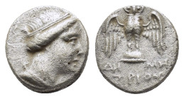 PONTOS. Amisos. Triobol or Hemidrachm (Circa 300-125 BC). Demetrios, magistrate. Obv: Turreted and draped bust of Hera right. Rev: ΔHMHTPIOY. Owl stan...