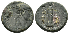 PHRYGIA.Docimeum.Claudius.(41-54).Ae.
Obv : TI KΛΑΥΔΙΟC KΑΙCAP.
Laureate head right.
Rev : ΔOKIMEΩN.
Kybele standing facing; lion to left and right.
R...