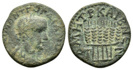 CAPPADOCIA. Caesarea. Gordian III (238-244). Ae.
Obv : AV KAI M ANT ΓOPΔIANOC.
Laureate, draped and cuirassed bust right.
Rev : MHTP KAI B N Є / ЄT - ...