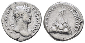 CAPPADOCIA. Caesarea. Hadrian (117-138). Didrachm.
Obv : ΑΔΡΙΑΝΟϹ ϹΕΒΑϹΤΟϹ.
Laureate and draped bust right.
Rev : ΥΠΑΤΟϹ Γ ΠΑΤΗΡ ΠΑΤΡ.
Mount Argaeus s...
