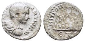 CAPPADOCIA. Caesarea. Caracalla (Caesar, 196-198). Drachm.
Obv : M AVPH ANTωN KAI.
Bareheaded, draped and cuirassed bust right.
Rev : MHTPOΠO KAICAPIA...