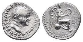 CAPPADOCIA. Caesarea (as Eusebeia). Vespasian (69-79). Hemidrachm.
Obv : AYTOKP KAICAP OYECΠACIANOC CEBA.
Laureate head right.
Rev : Nike seated right...