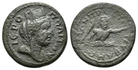 CILICIA. Hierapolis-Kastabala.(2nd-1st centuries BC).Ae.
Obv : Turreted, veiled and draped bust of Tyche right.
Rev : ΙЄΡΟΠΟΛΙΤΩΝ / ΤΩΝ ΠΡΟC ΠΥΡΑΜΩ.
R...