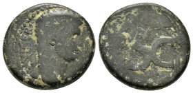 SYRIA.Seleucis and Pieria.Antioch.Augustus.(27 BC-14 AD). Ae.
Obv : IMP·AVGVST·TR·POT.
Head of Augustus, right.
Rev : S C.
inscription in laurel wreat...