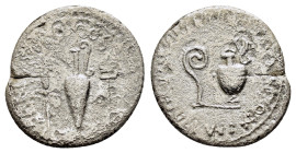 MARK ANTONY. Denarius (40 BC). Military mint traveling with Antony and Plancus in central Greece.
Obv: M ANTON IMP AVG III VIR R P C.
Lituus and capis...