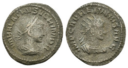 AURELIAN with VABALATHUS.(270-275). Antioch.Antoninianus.
Obv : IMP C AVRELIANVS AVG.
Laureate, draped and cuirassed bust of Vabalathus right.
Rev : I...