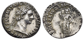 DOMITIAN (81-96). Denarius. Rome.
Obv: IMP CAES DOMIT AVG GERM P M TR P XI.
Laureate head right.
Rev: IMP XXI COS XVI CENS P P P.
Minerva standing lef...