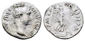 TRAJAN.(98-117). Rome.Denarius.
Obv : IMP CAES NERVA TRAIAN AVG GERM.
Laureate bust right, with slight drapery.
Rev : P M TR P COS IIII P P.
Victory s...