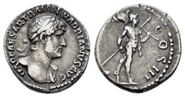 HADRIAN.(117-138).Rome.Denarius.
Obv : IMP CAESAR TRAIAN HADRIANVS AVG.
Laureate and cuirassed bust right, slight drapery on far shoulder.
Rev : P M T...