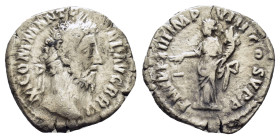 COMMODUS (177-192).Rome.Denarius.
Obv : M COMM ANT P FEL AVG BRIT.
Laureate head right.
Rev : P M TR P XI IMP VII COS V P P.
Aequitas standing left, h...