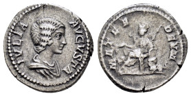 JULIA DOMNA (193-211). Denarius. Rome.
Obv: IVLIA AVGVSTA.
Draped bust right.
Rev: MATER DEVM.
Cybele seated left on throne between two lions, holding...