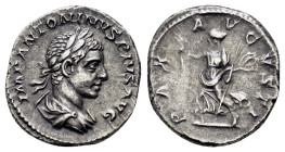 ELAGABALUS.(218-222).Rome.Denarius.
Obv : IMP ANTONINVS PIVS AVG.
Bust of Elagabalus, laureate, draped, right.
Rev : PAX AVGVSTI.
Pax, draped, walking...