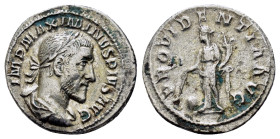 MAXIMINUS THRAX (235-238).Rome. Denarius.
Obv : MAXIMINVS PIVS AVG GERM.
Laureate, draped and cuirassed bust right.
Rev : PROVIDENTIA AVG.
Providentia...