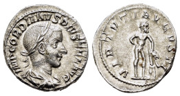 GORDIAN III (238-244). Denarius. Rome.
Obv: IMP GORDIANVS PIVS FEL AVG.
Laureate, draped and cuirassed bust right.
Rev: VIRTVTI AVGVSTI.
Herakles stan...