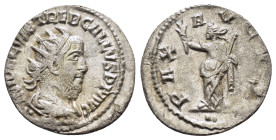 TREBONIANUS GALLUS.(252-253).Antioch.Antoninianus.
Obv : IMP C C VIB TREB GALLVS AVG.
Radiate and cuirassed bust right; three pellets below.
Rev : PAX...