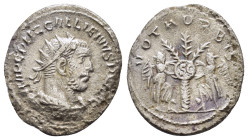 GALLIENUS (253-268). Antoninianus. Samosata.
Obv: IMP C P LIC GALLIENUS AVG.
Radiate, draped and cuirassed bust right.
Rev: VOTA ORBIS.
Two Victories ...