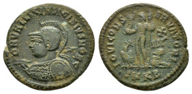LICINIUS II.318-320 AD.Cyzicus mint.AE Follis.D N VAL LICIN LICINIVS NOB C, helmeted and cuirassed bust to left, holding spear across right shoulder a...