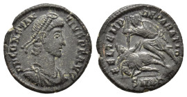 CONSTANTIUS II.(337-361).Antioch.Ae.
Obv : D N CONSTAN-TIVS P F AVG.
Bust of Constantius II, pearl-diademed, draped, cuirassed, right.
Rev : FEL TEMP ...