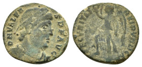 "VALENS (364-378). Follis. Siscia.
Obv: D N VALENS P F AVG.
Diademed, draped and cuirassed bust right.
Rev: SECVRITAS REI PVBLICAE / •ASISC.
Victory a...