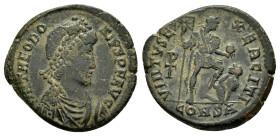 THEODOSIUS I (379-395). Constantinople.Follis. 

Condition : Good very fine.

Weight :5.34 gr
Diameter :21.28 mm