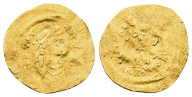 JUSTINIAN I.(527-565).Constantinople.Semissis.
Obv : D N IVSTINIANVS P P AVG.
Diademed, draped and cuirassed bust right.
Rev : VICTORIA AVGVSTORVM CON...